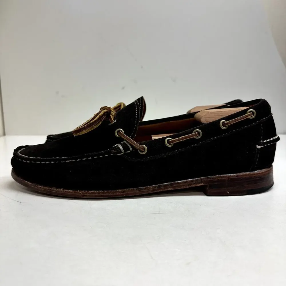 EUC RARE Rancourt & Co. Dark Brown Suede Moc Loafer Handsewn Made in USA 10